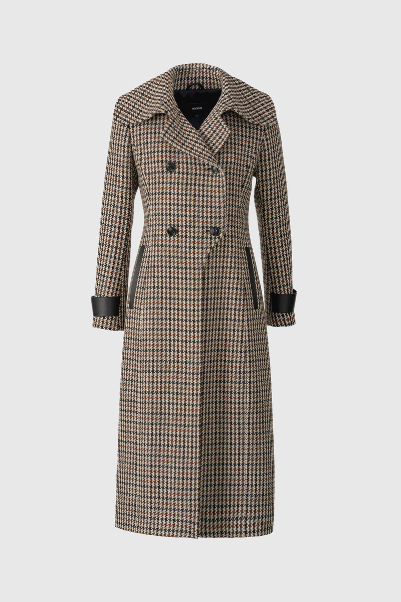 ELODIE-HT Houndstooth Wool Maxi Coat 1
