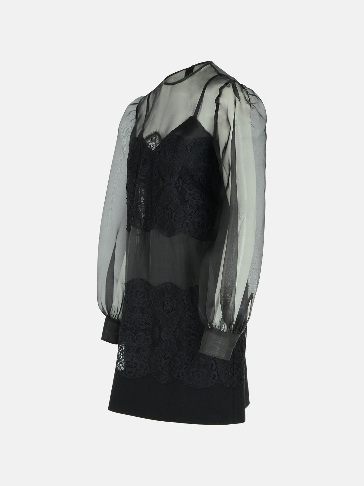 BLACK SILK ORGANZA DRESS - 2