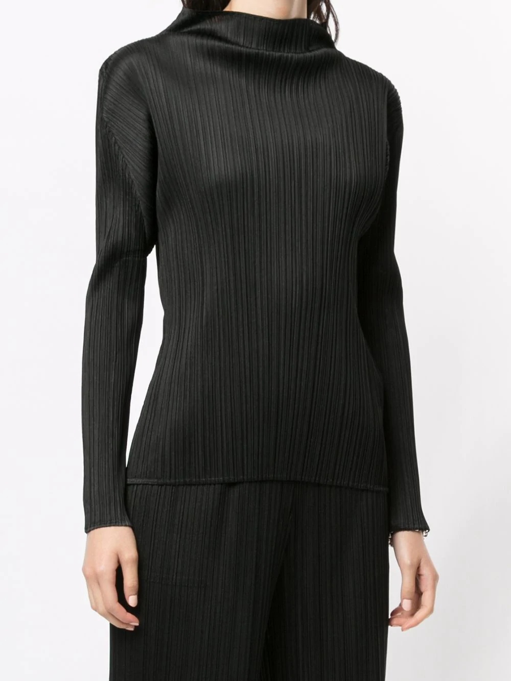 pleated high neck top - 3