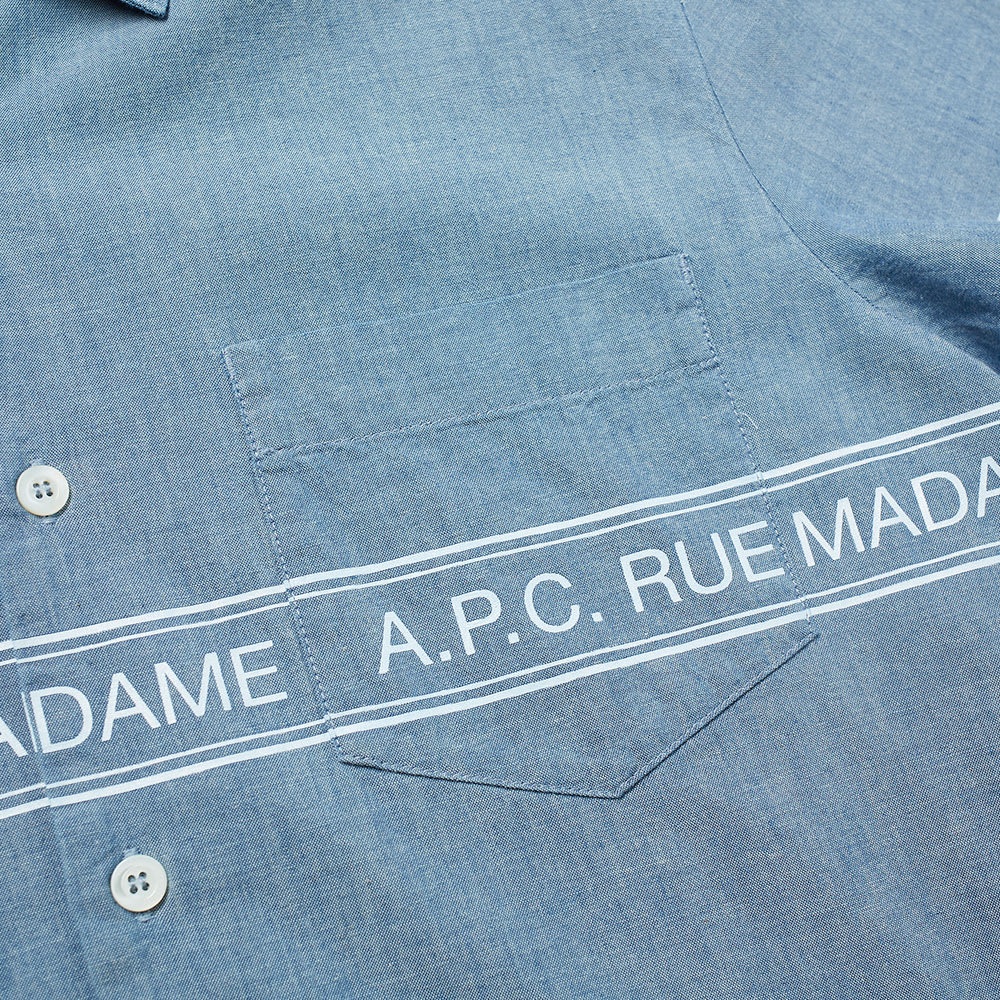 A.P.C. Short Sleeve Logo Chambray Shirt - 3