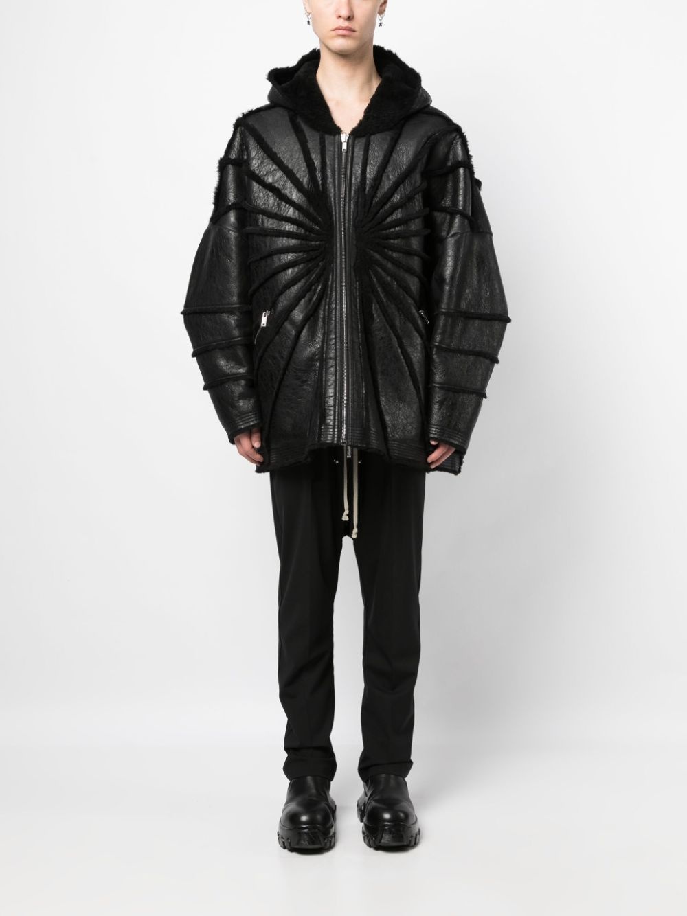 Jumbo shearling-trim hooded jacket - 2
