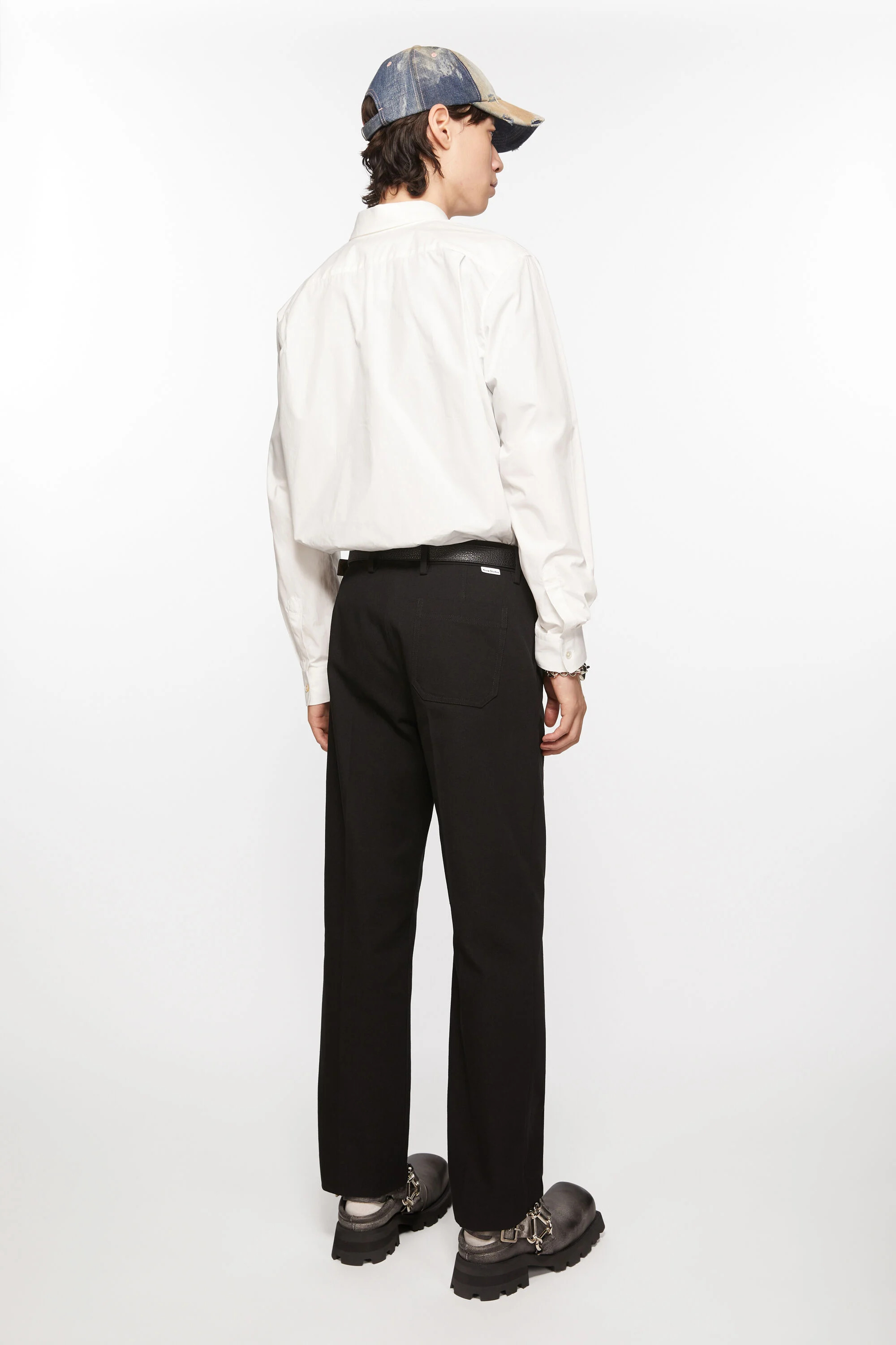 Twill cotton-blend trousers - Black - 3