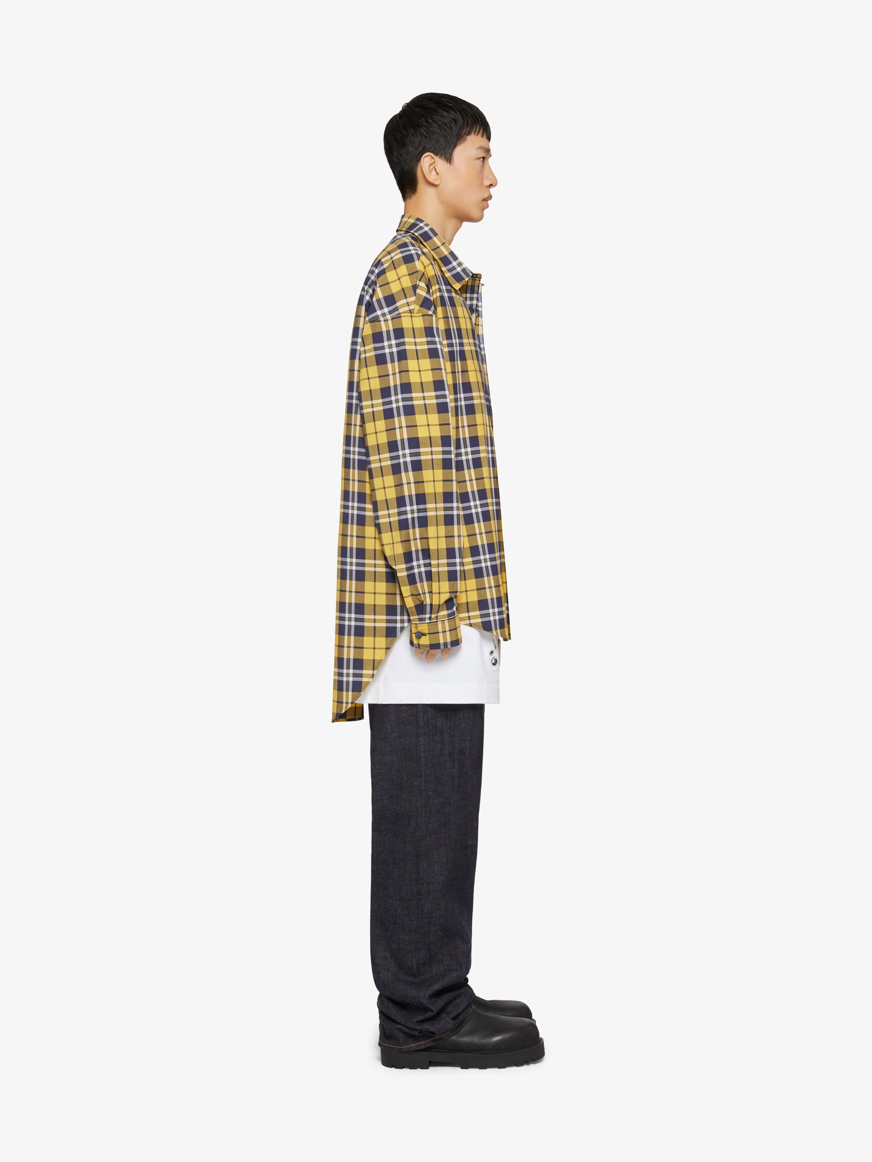 OVERSIZED ASYMMETRICAL CHECKED SHIRT IN COTTON - 3