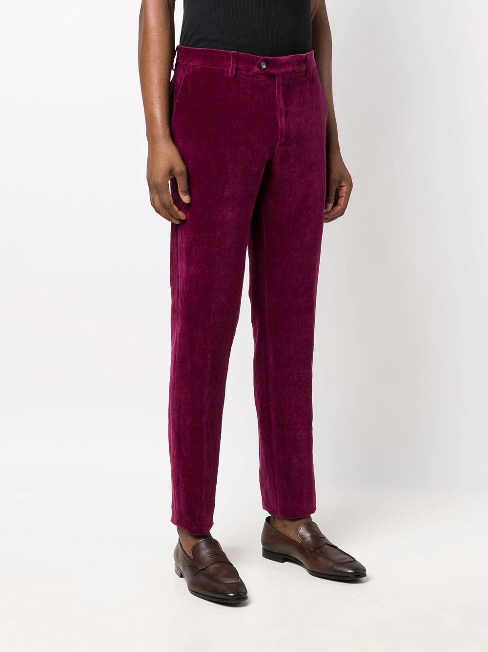 slim-fit velvet trousers - 3