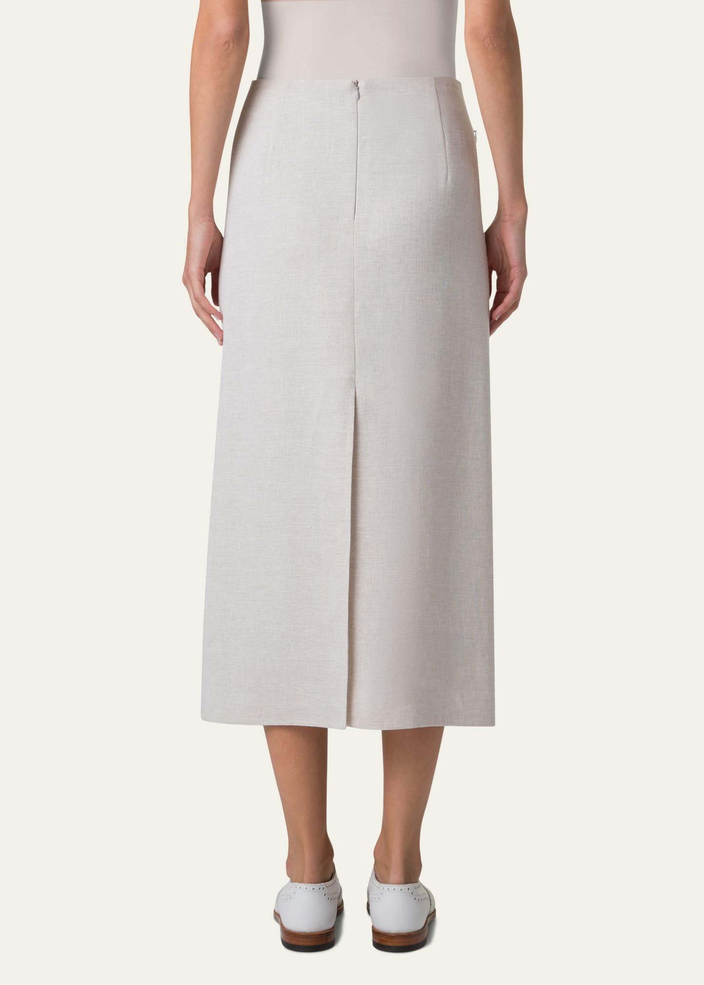 Twisted Linen Double-Face Midi Pencil Skirt - 3