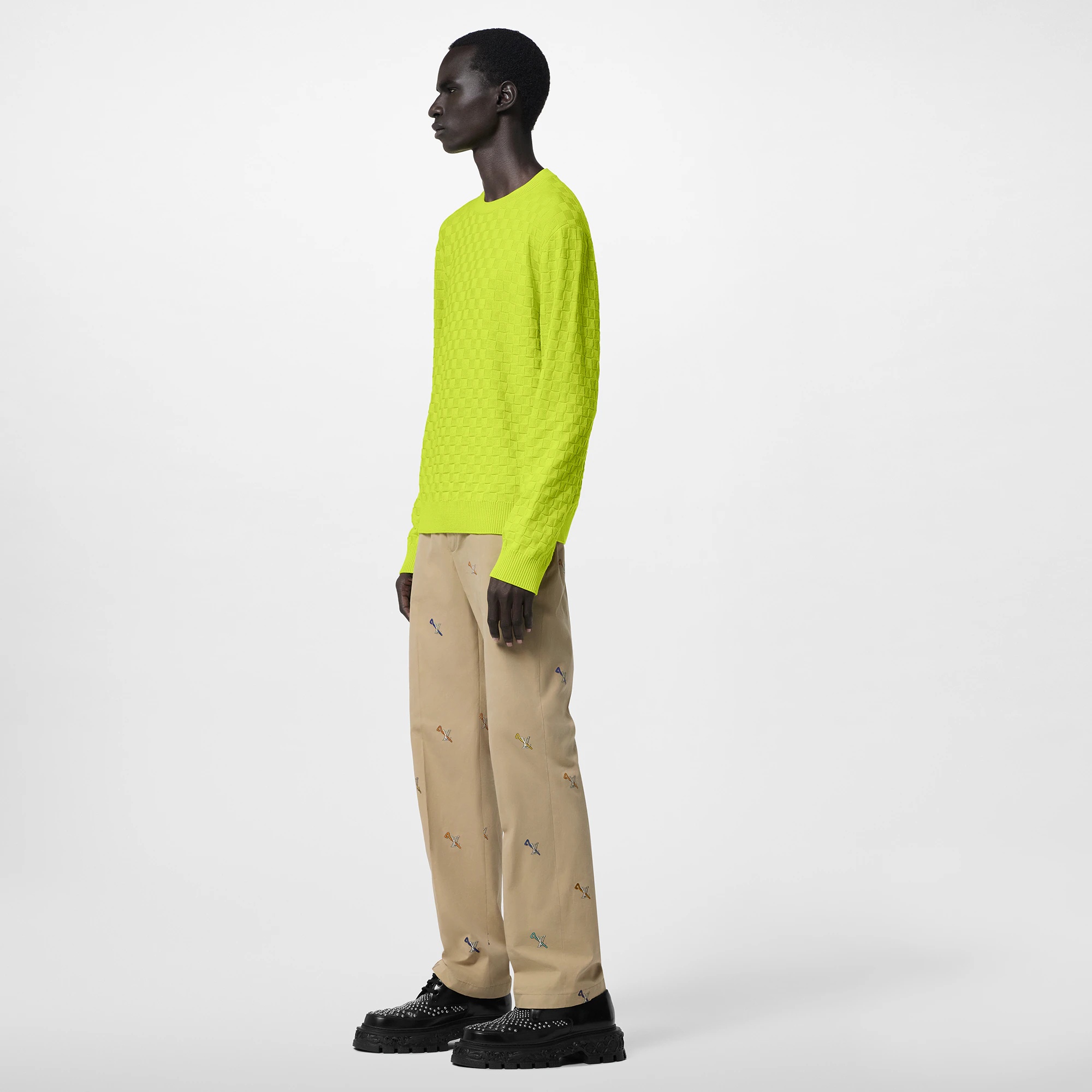 Damier Wool Long-Sleeved Crewneck - 4
