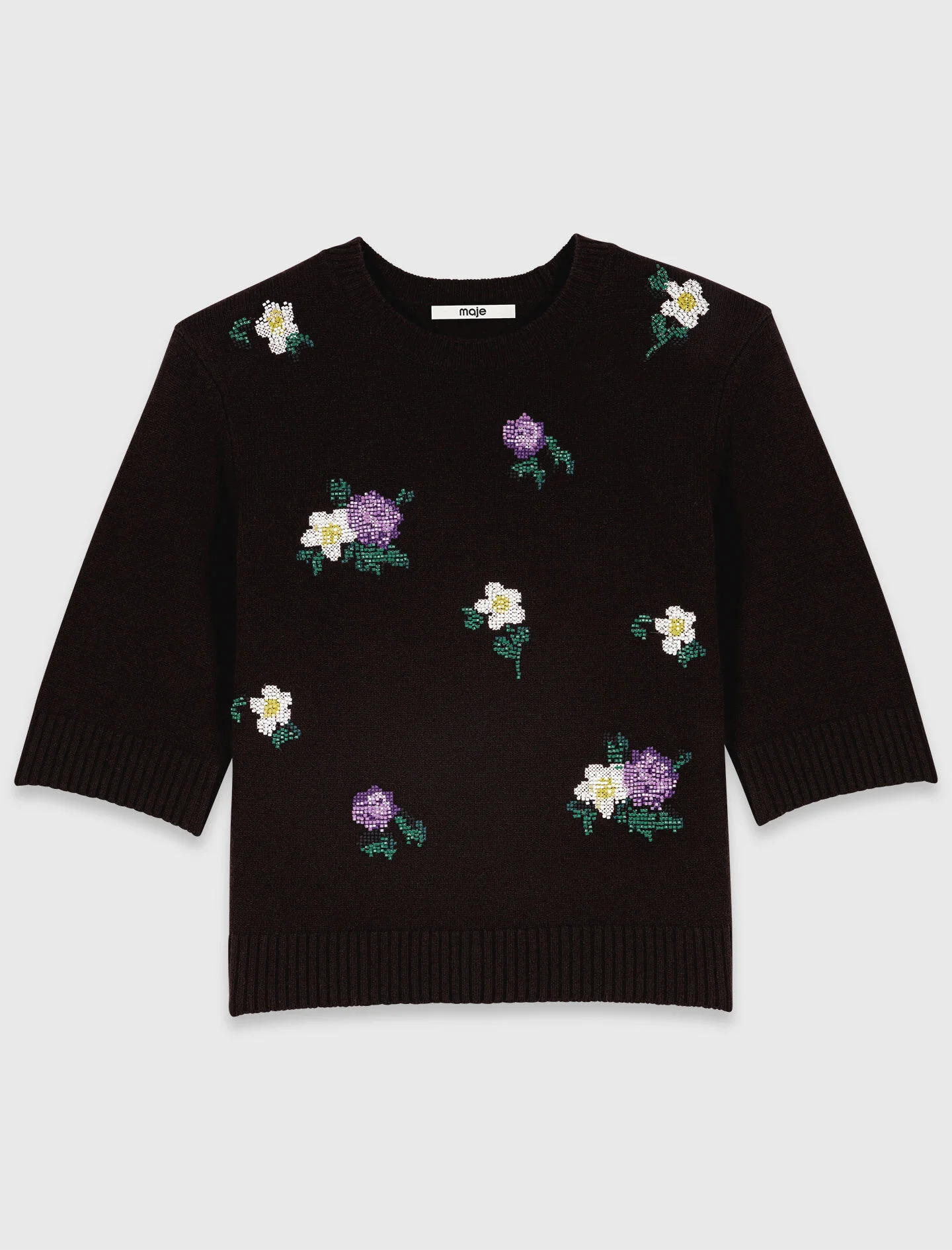 Sweater with floral embroidery - 1