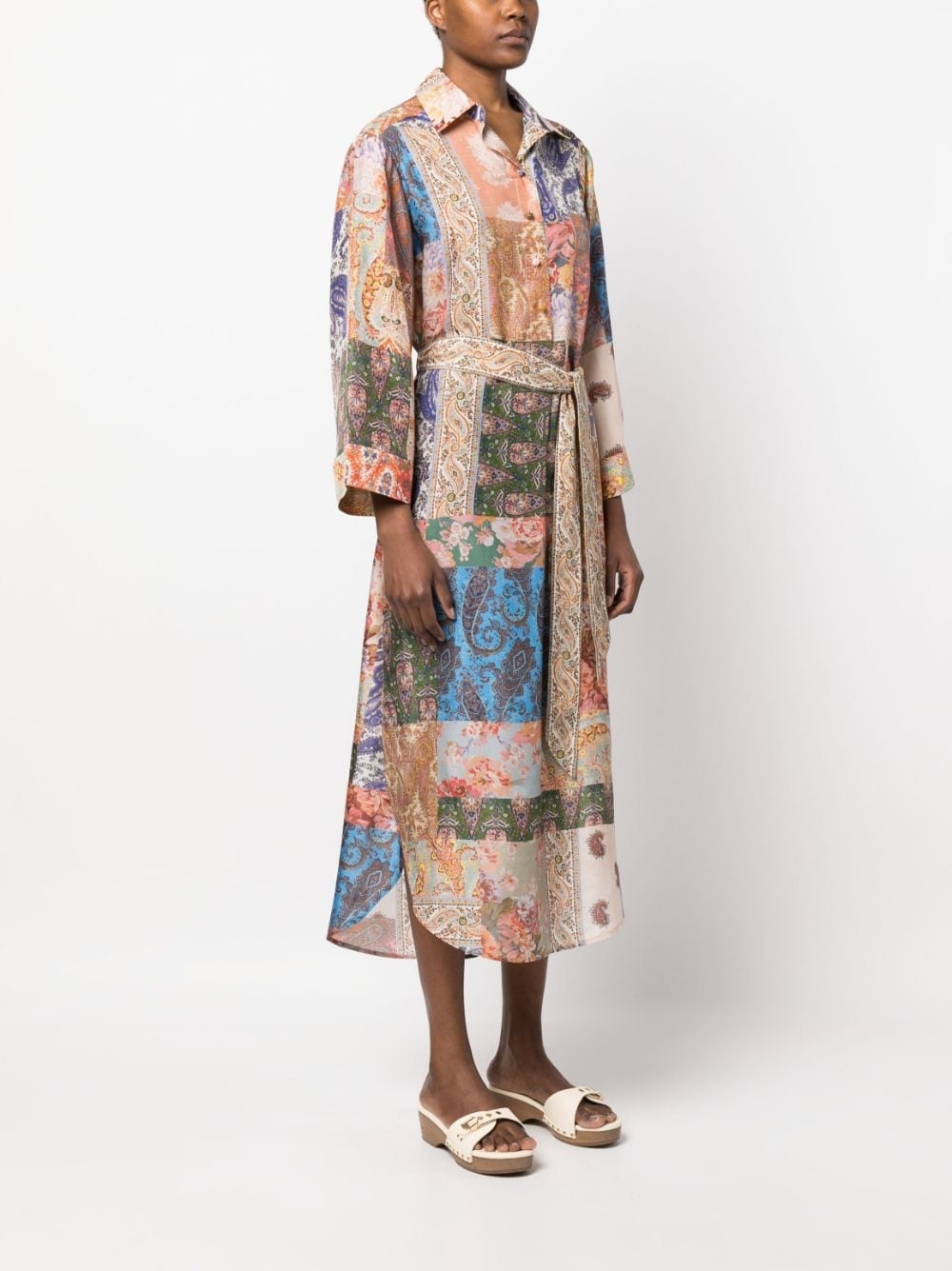 paisley-print silk shirtdress - 3