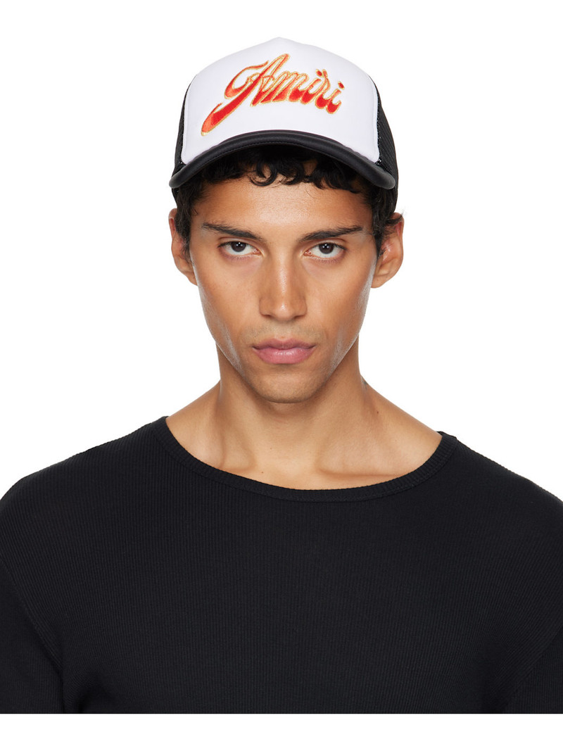 White & Black 'AMIRI' Groovy Trucker Cap 1
