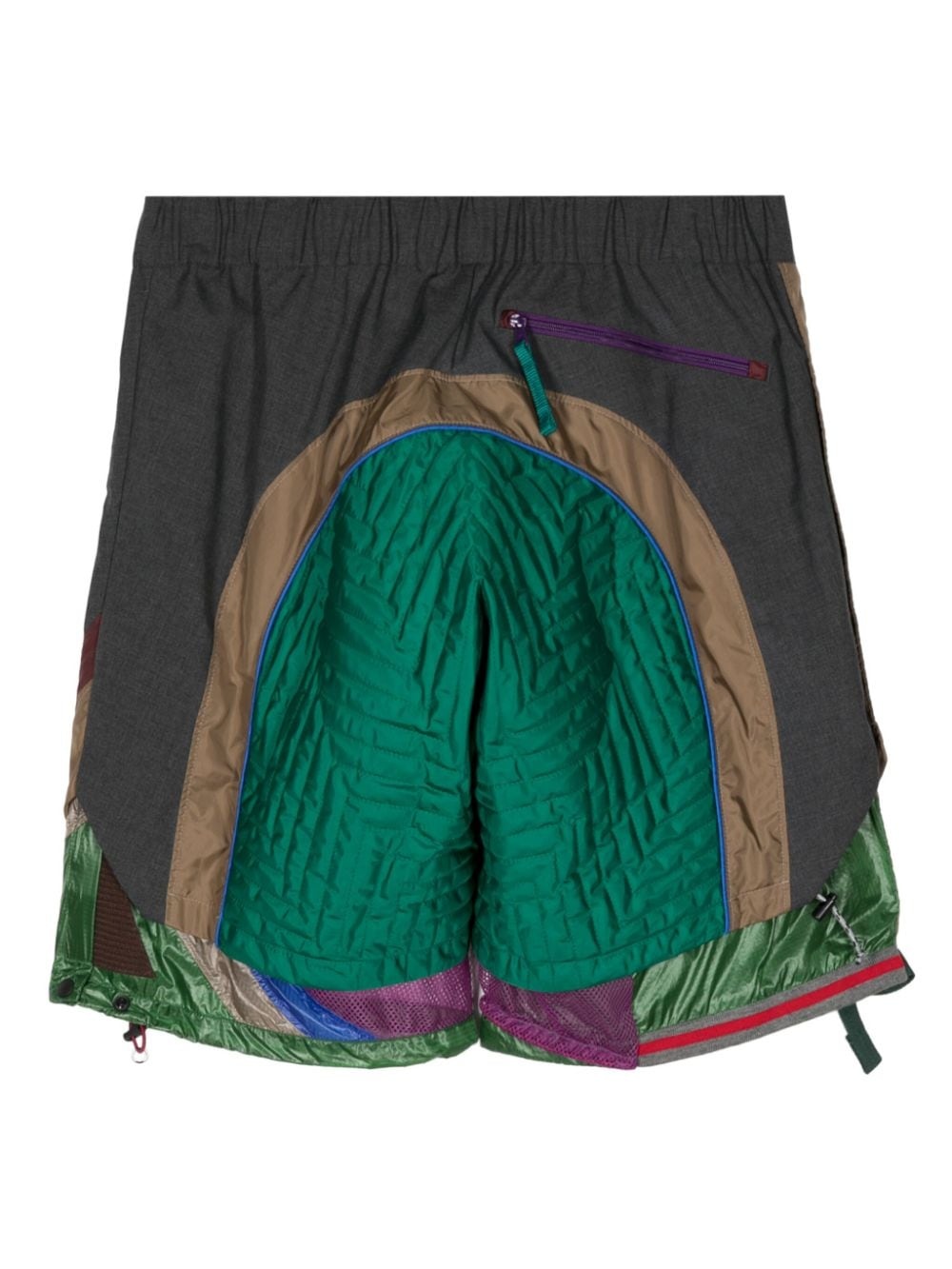 colour-block layered shorts - 2