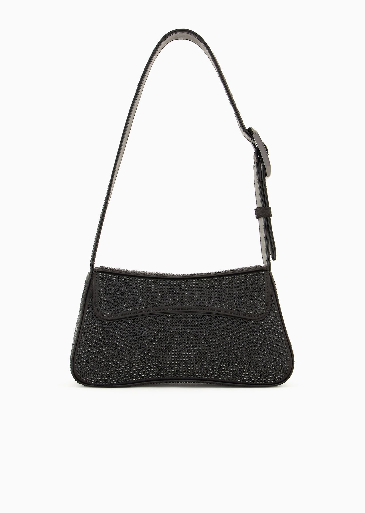 Satin baguette shoulder bag with rhinestones - 3