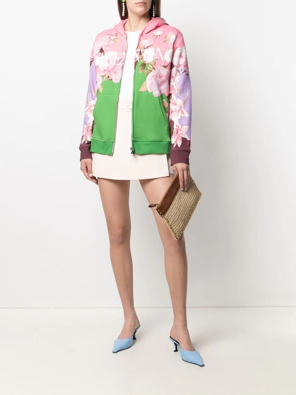 floral logo-print zip-up hoodie - 2