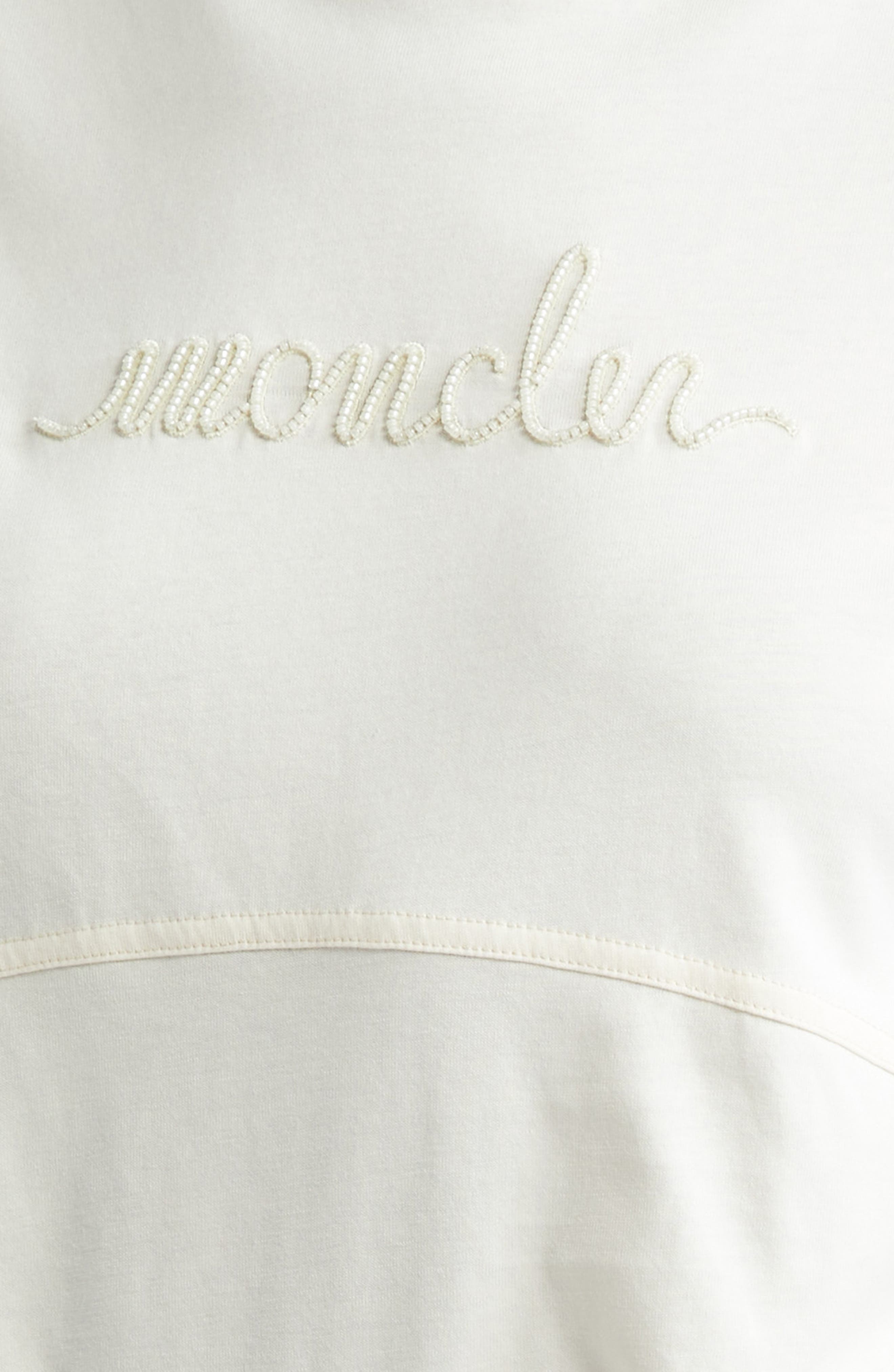 Moncler Logo Embroidered Cotton T-Shirt in White at Nordstrom - 6
