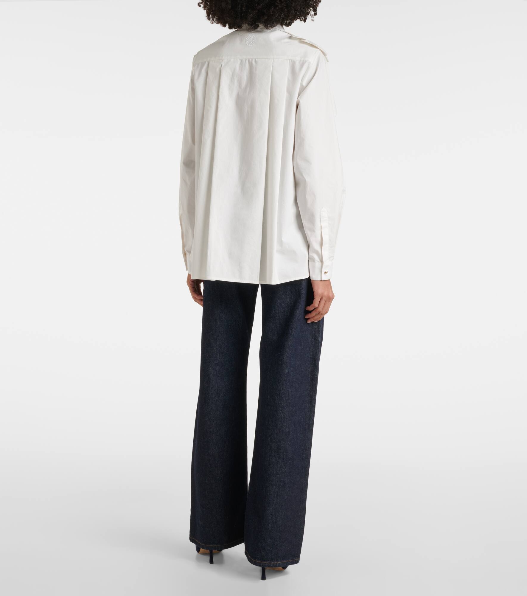 Floral-appliqué cotton poplin shirt - 3