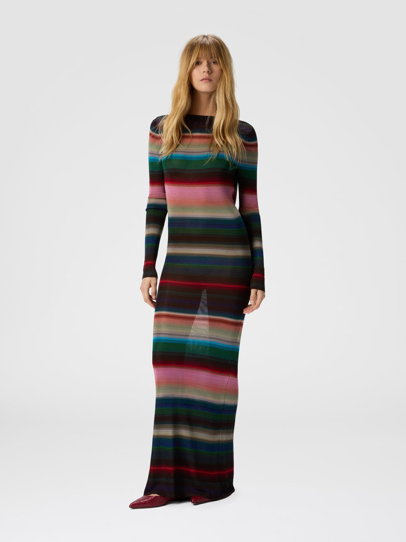 Missoni Long backless dress in striped knit outlook