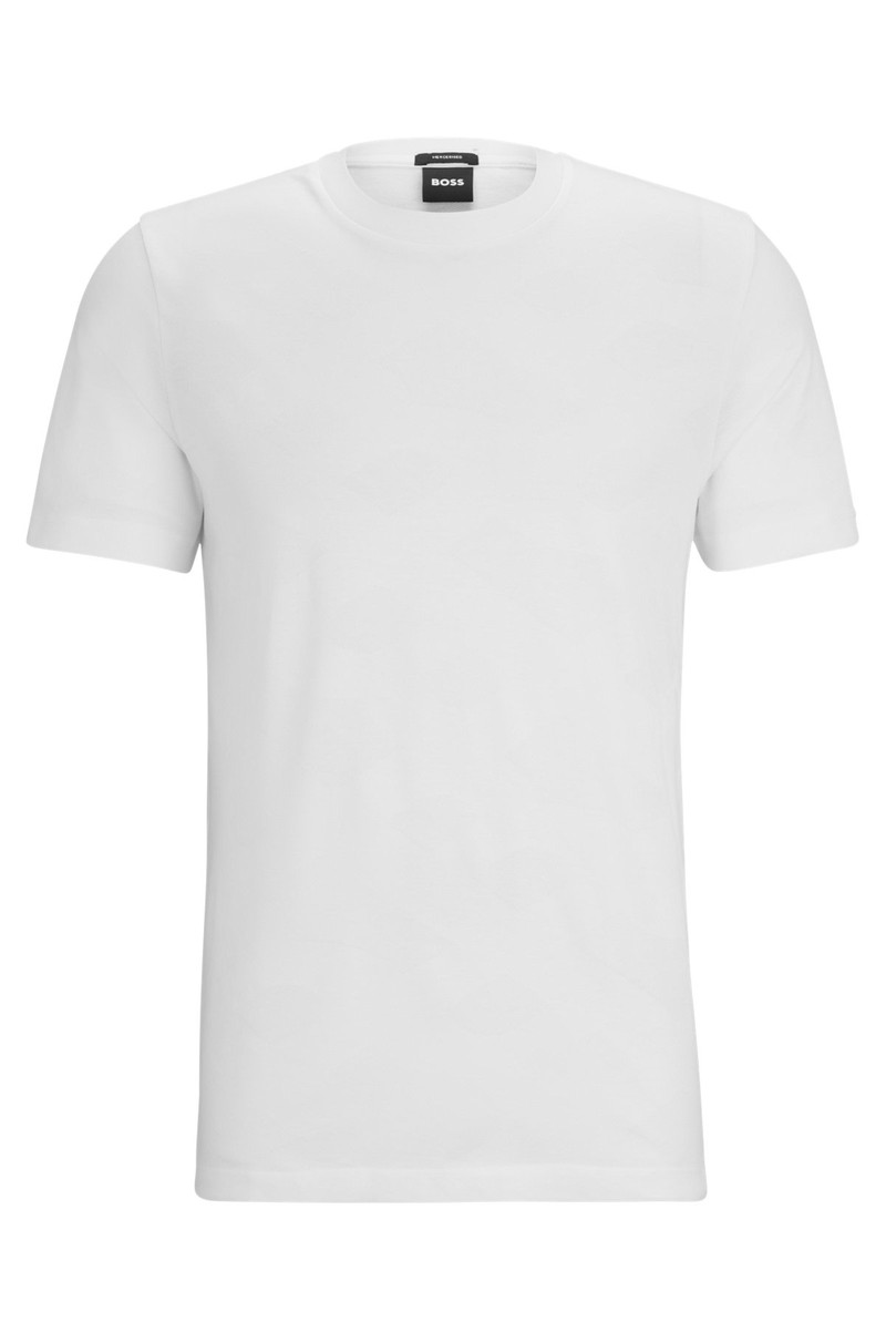MERCERISED-COTTON T-SHIRT WITH LARGE JACQUARD-WOVEN MONOGRAMS 1