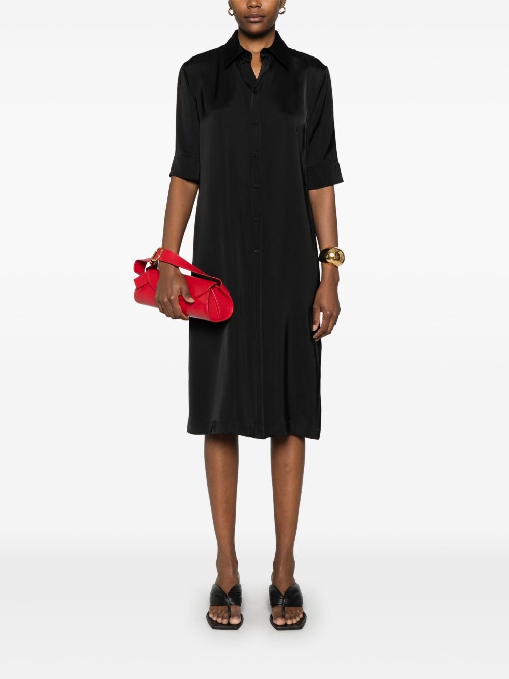 satin midi shirt dress - 2