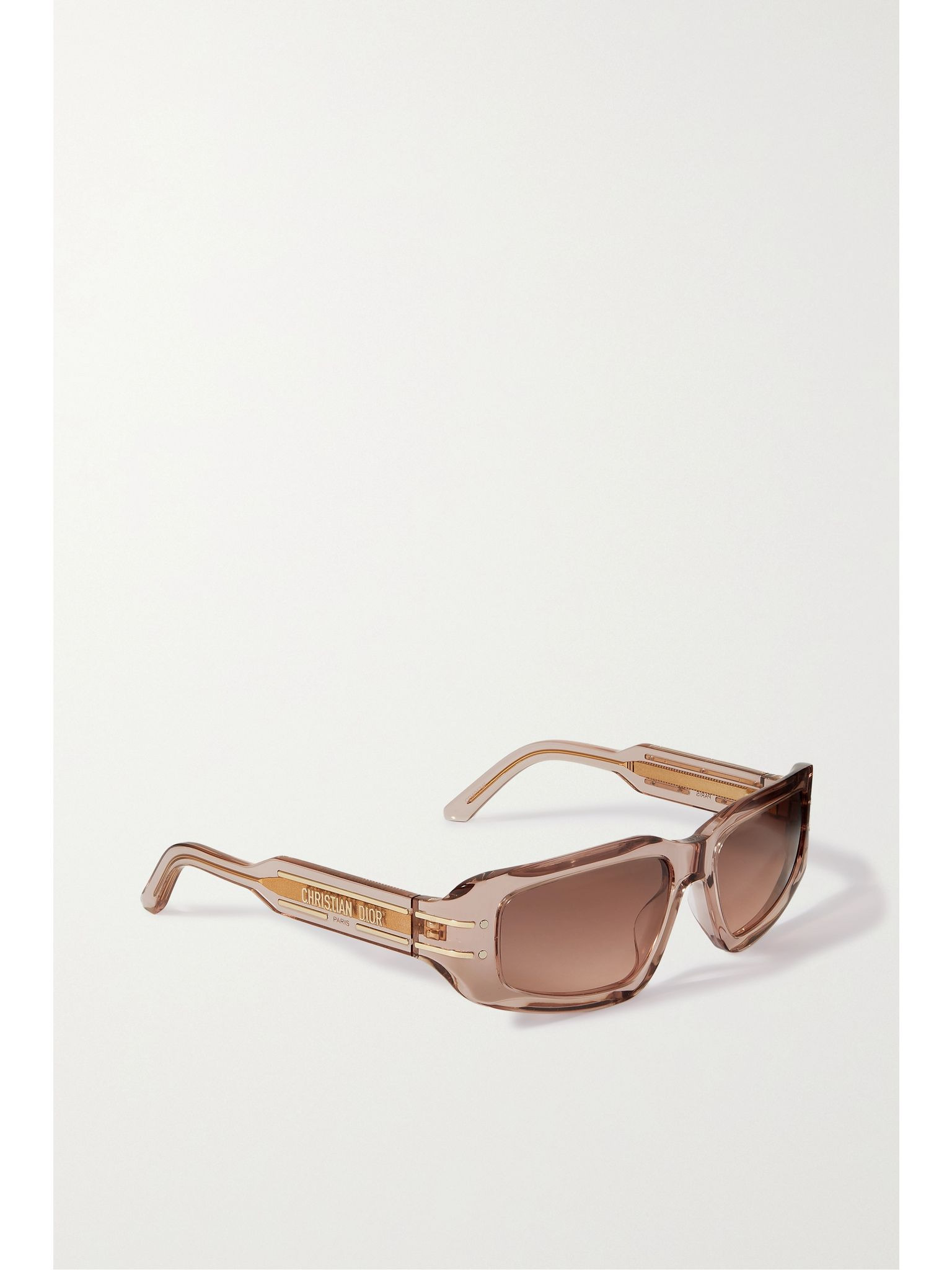 DiorSignature S9U rectangular-frame acetate and gold-tone sunglasses Baby pink - 3
