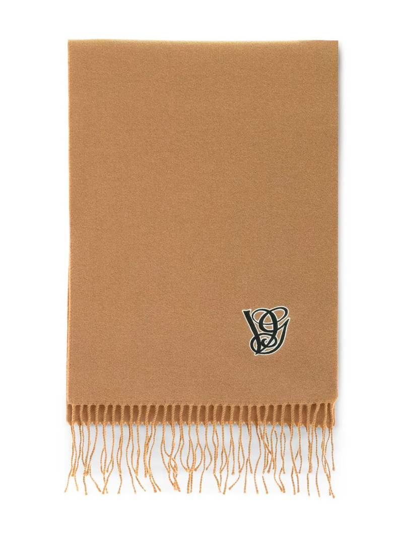 logo-embroidered fringed scarf 1
