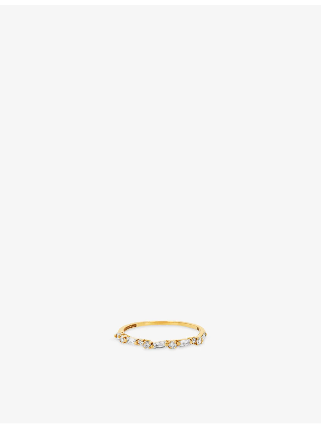 Half-band 18ct yellow gold, 0.17ct baguette and 0.14ct round-cut diamond eternity ring - 1