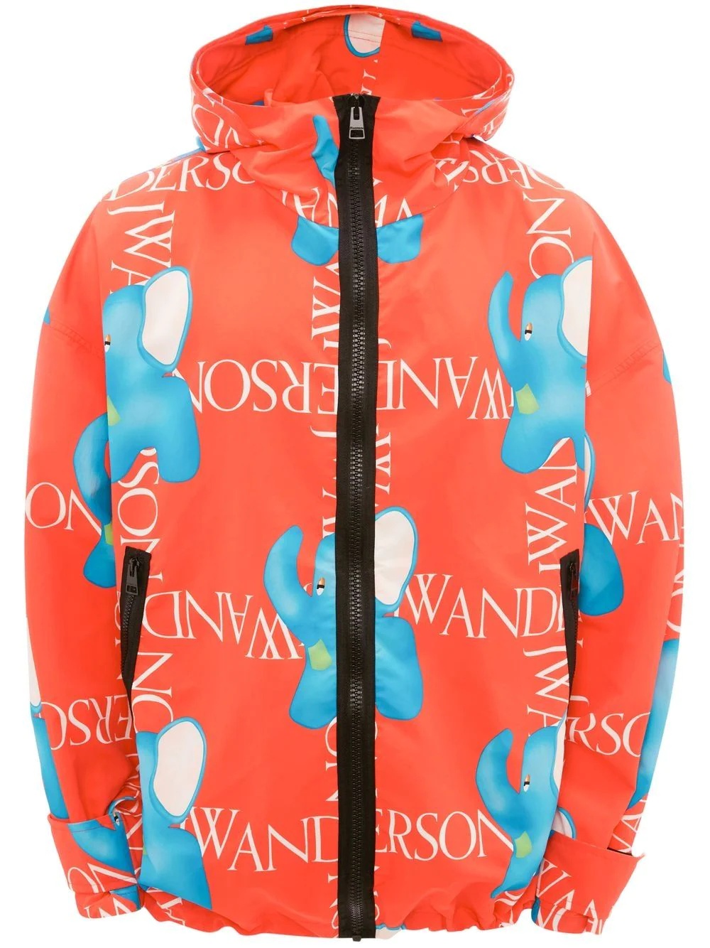 elephant-print oversized hooded jacket - 1