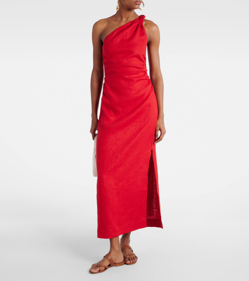 FAITHFULL Jomana one-shoulder linen midi dress outlook