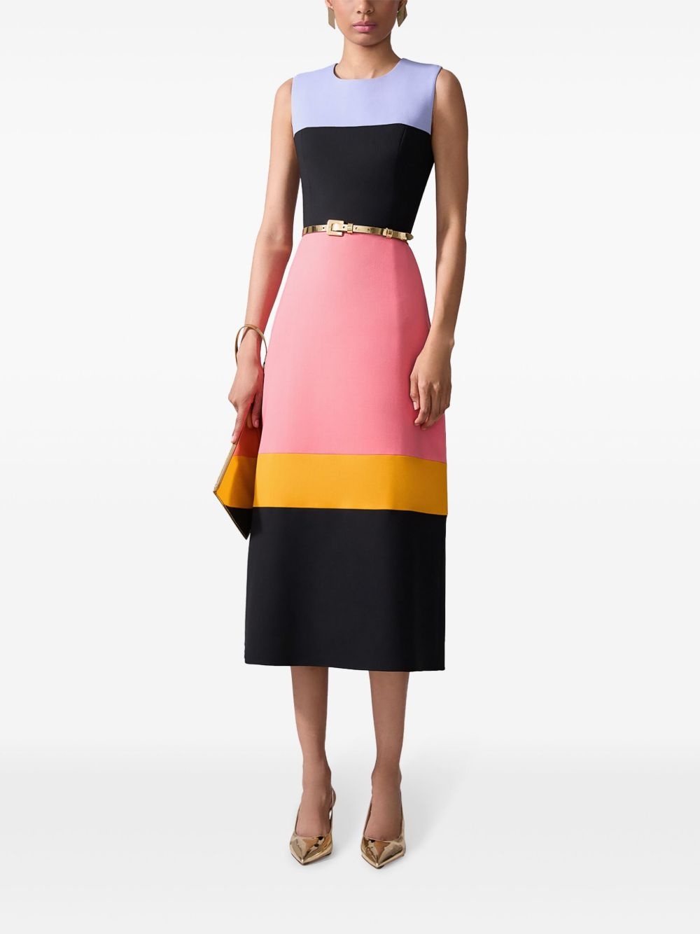sleeveless colourblock midi dress - 2