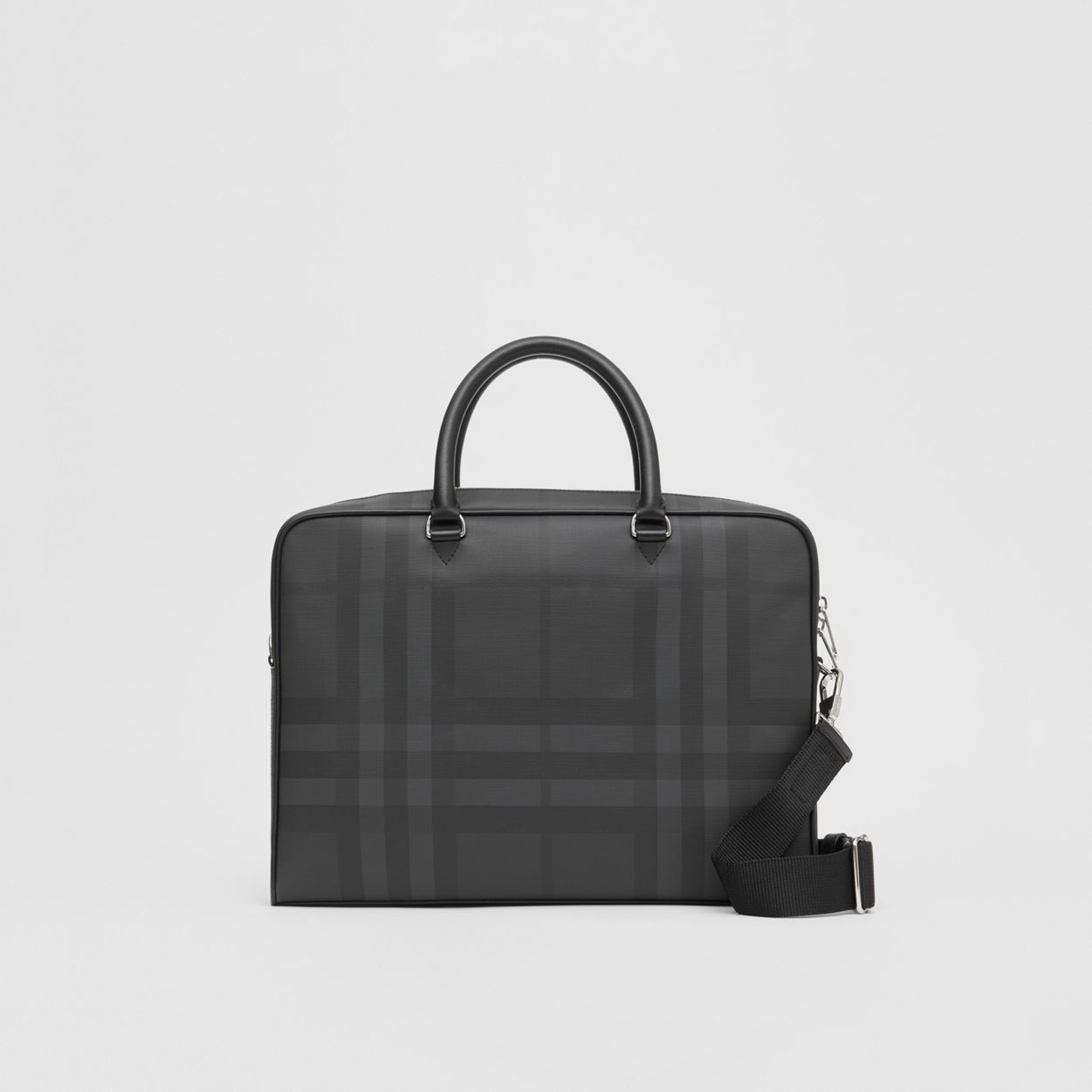 London Check and Leather Briefcase - 1