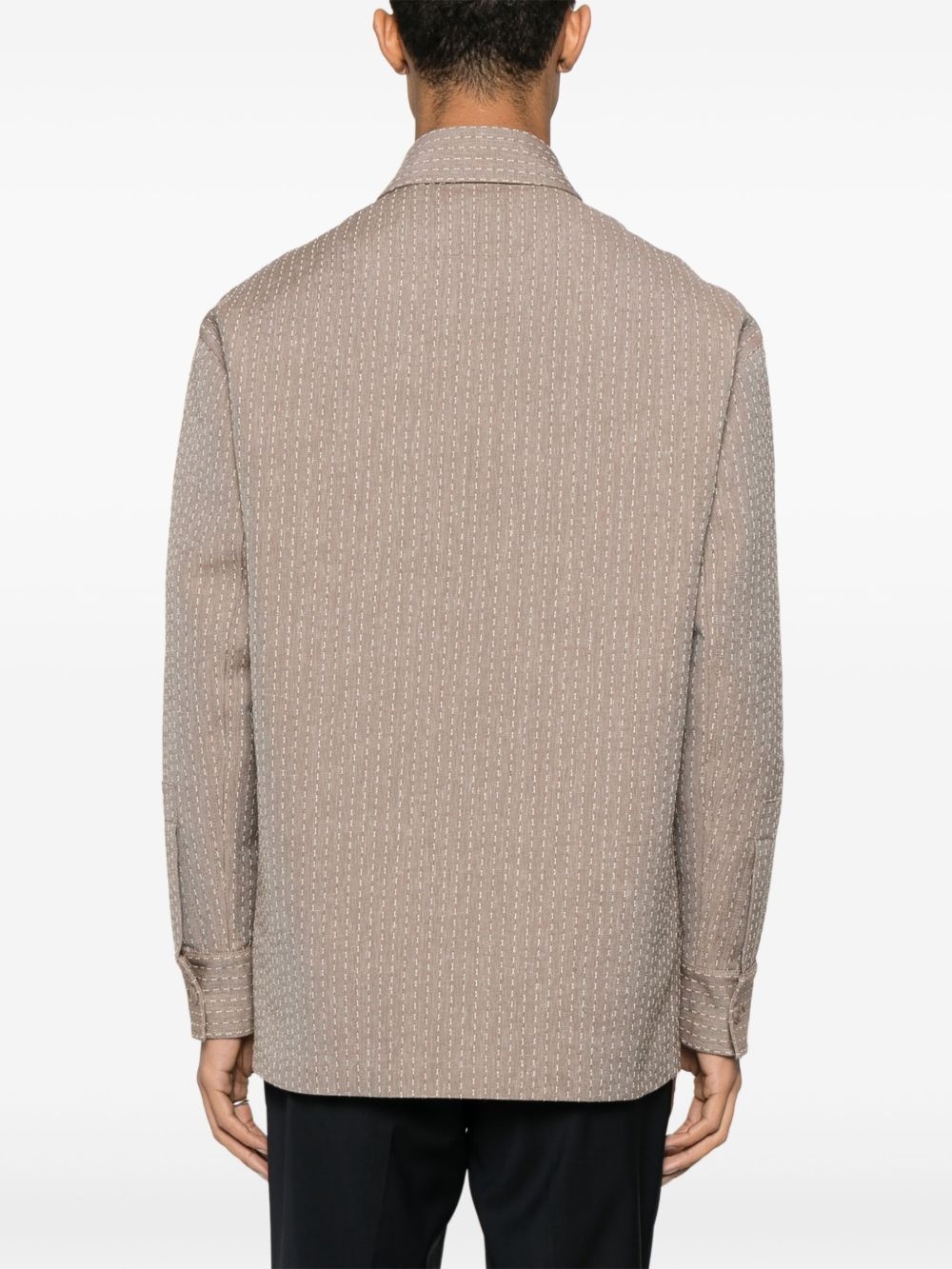 jacquard-stitching shirt jacket - 4