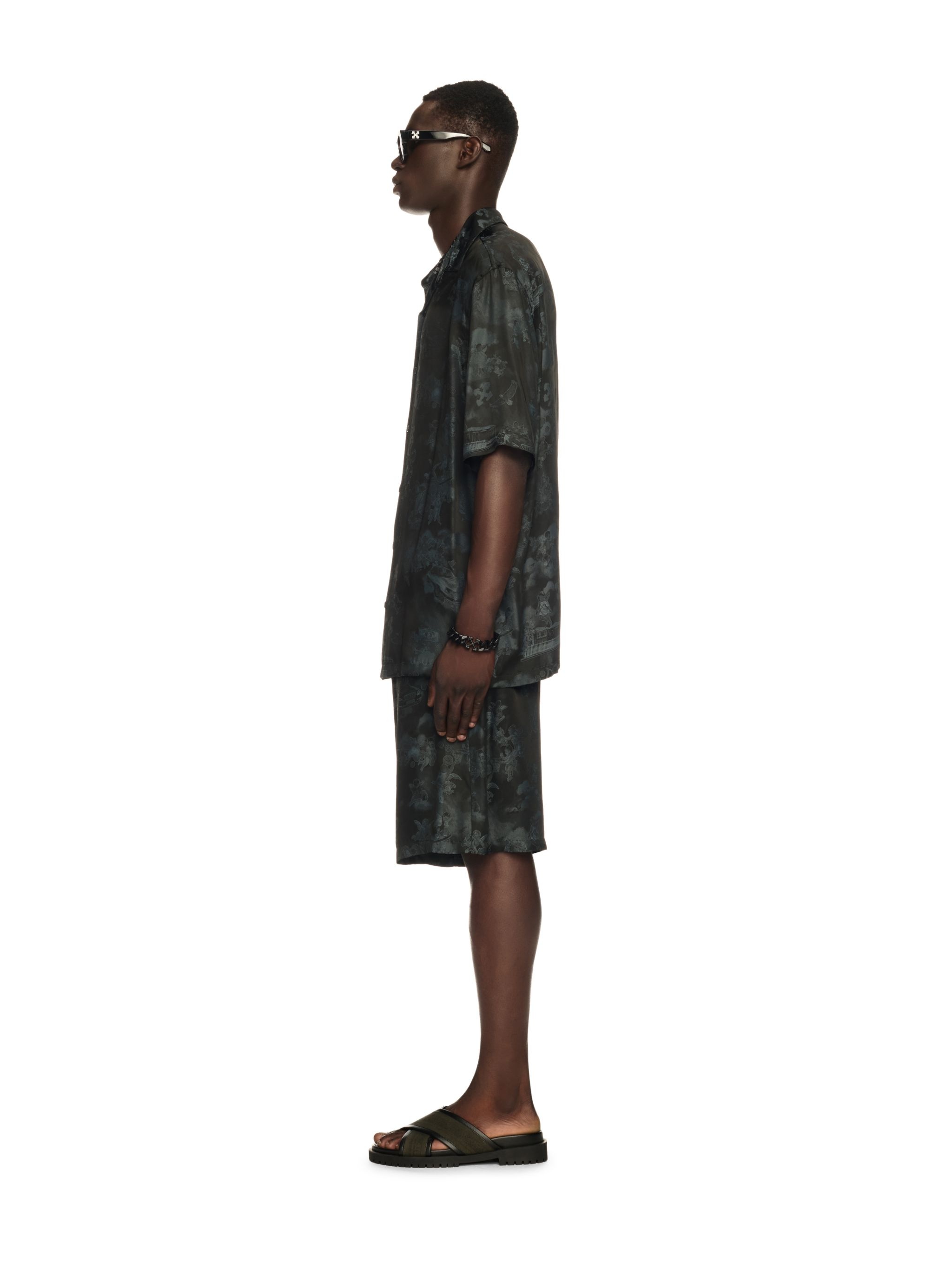 Black Jacquard Fresco Bowling Shirt - 3