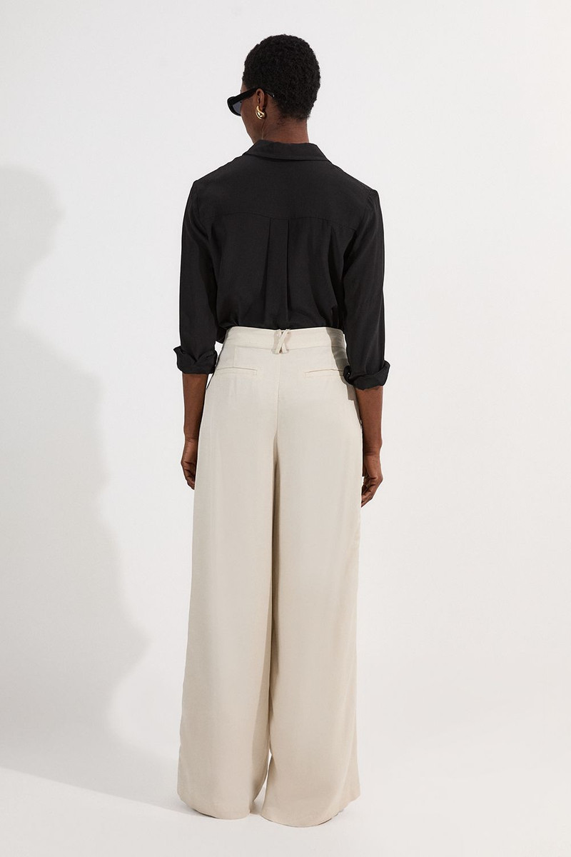 Viscose Linen Lace Trim Insert Woven Trouser 5