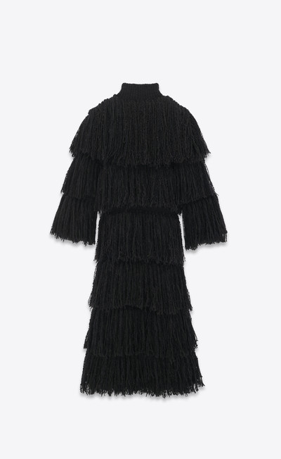 SAINT LAURENT maxi cardigan in fringed knit outlook