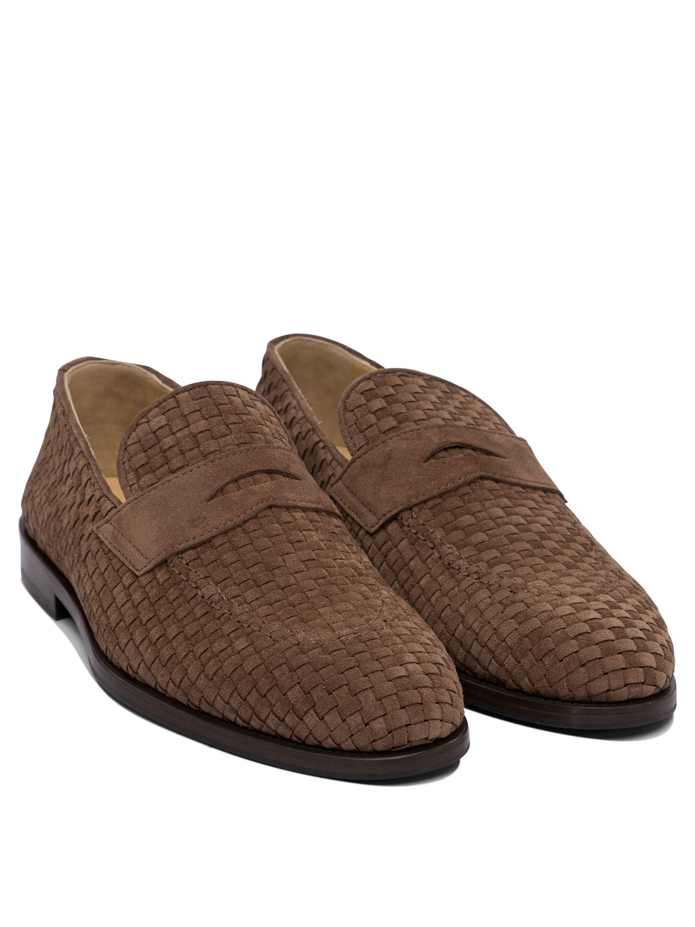 Brunello Cucinelli Men Woven Suede "Penny" Loafers - 2