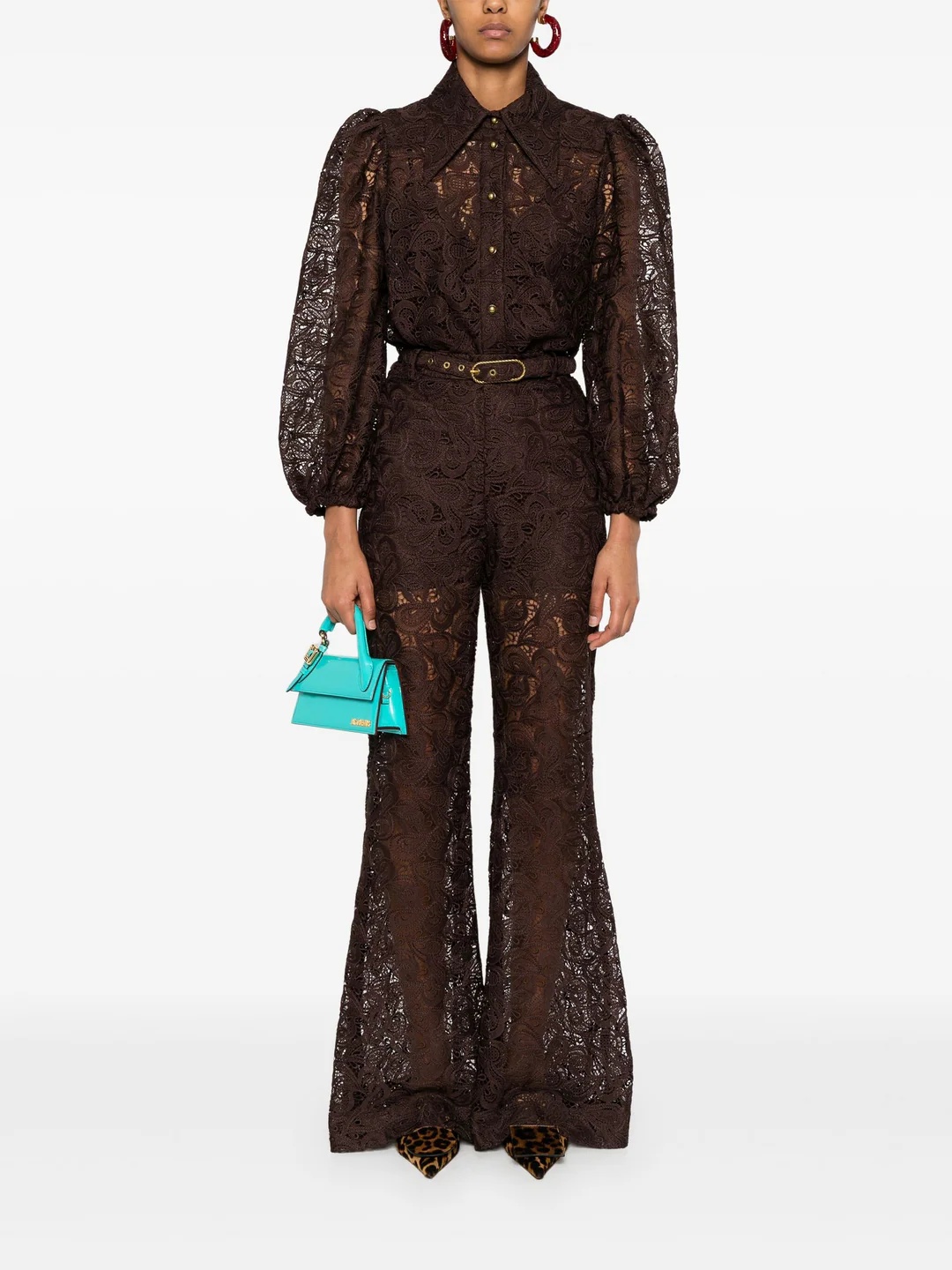 ZIMMERMANN Illustration Lace Flare Pant レース フレア パンツ ZIMMERMANN Illustration belted guipure lace flared pants