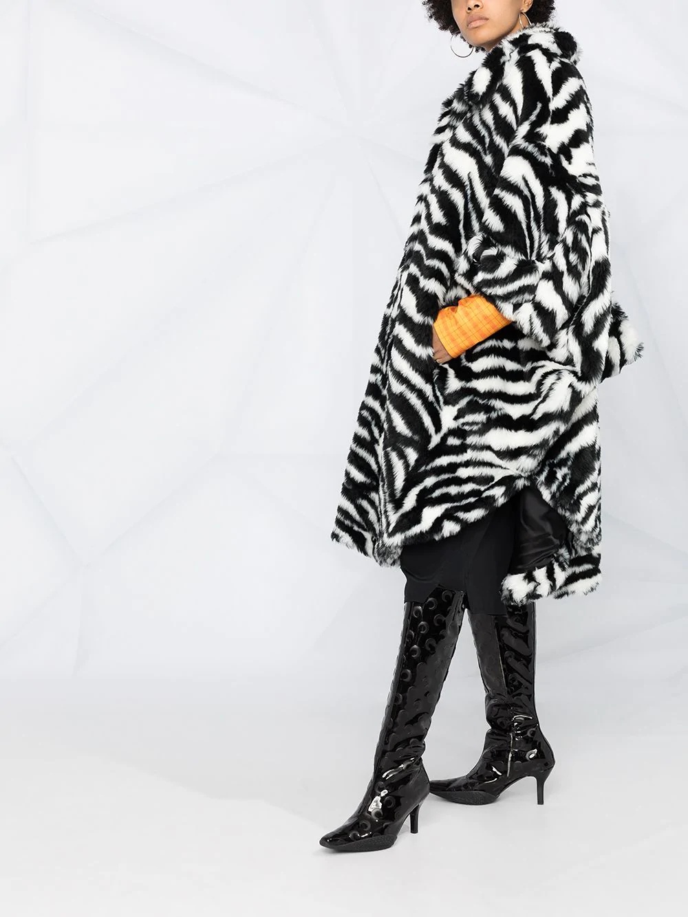 oversized zebra high-low coat - 4