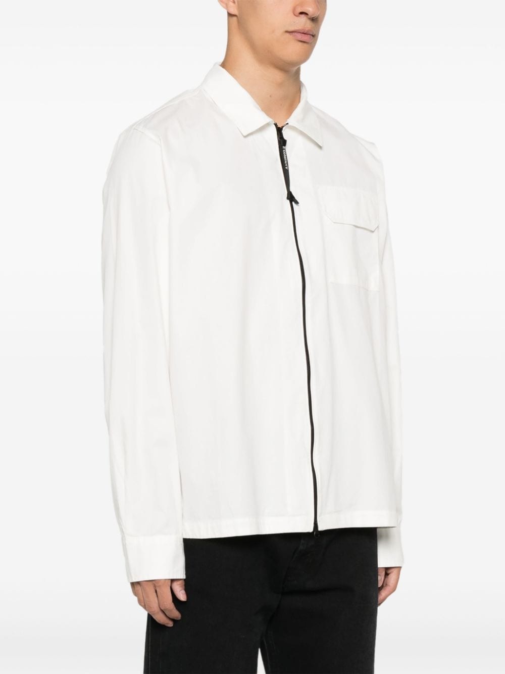 zip-up gabardine overshirt - 3