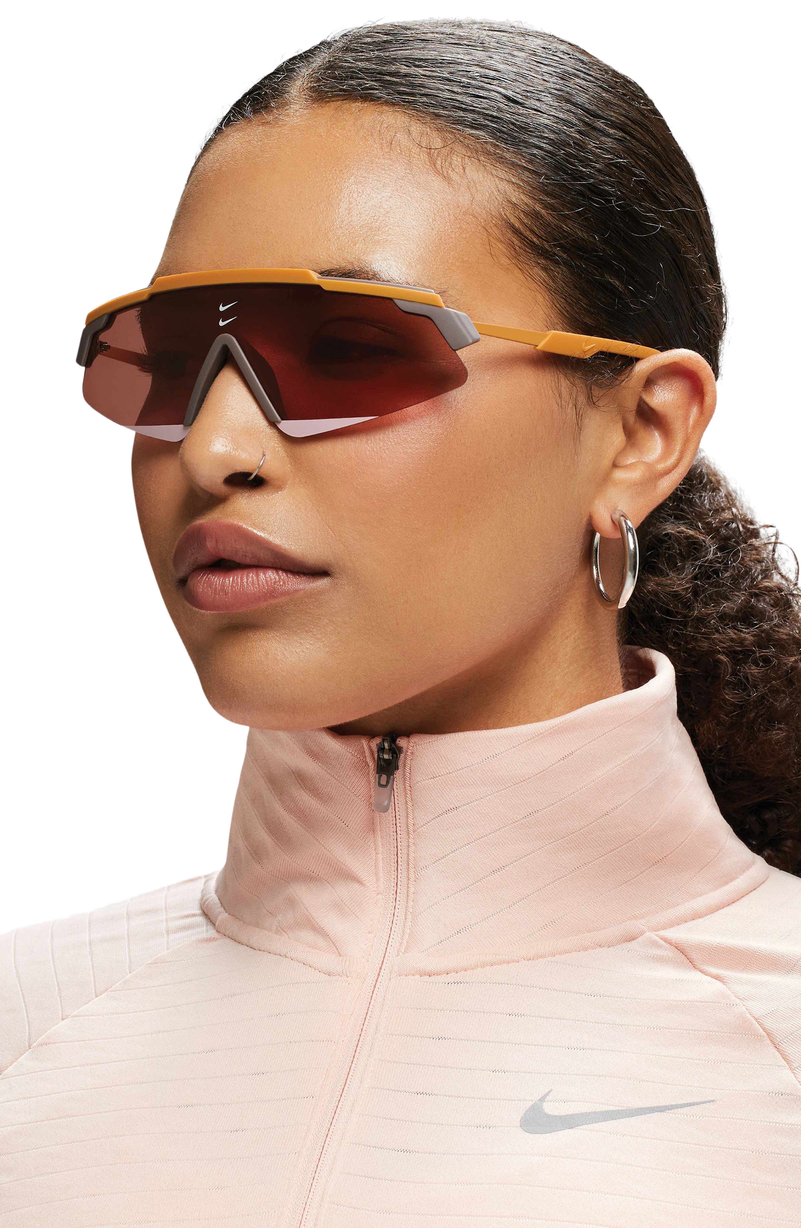 Nike Marquee 66mm Oversize Shield Sunglasses in Monarch/Vermillion at Nordstrom - 3