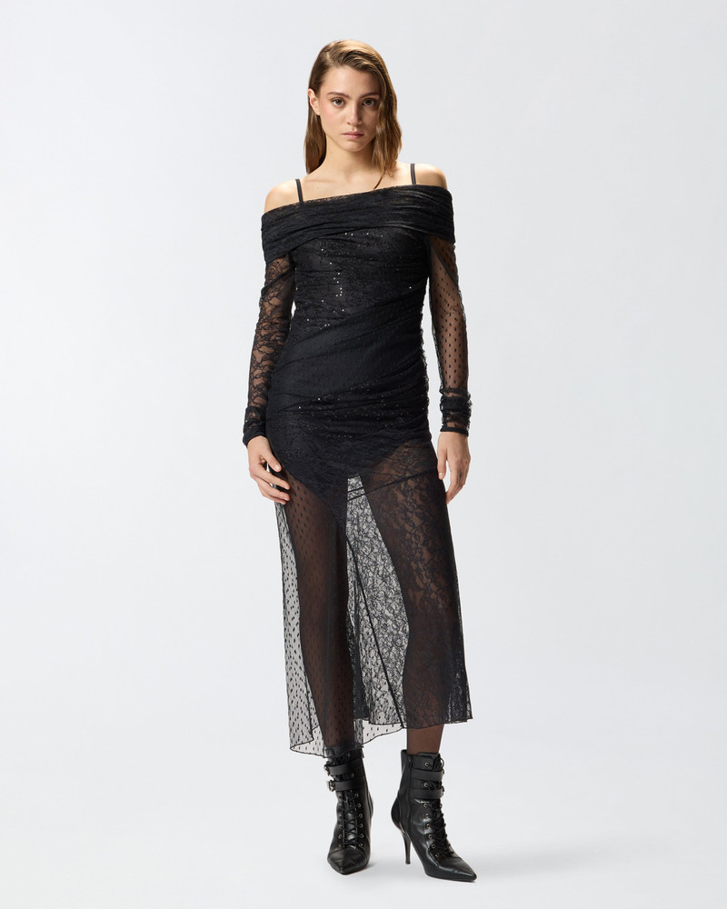 PATCHWORK-EFFECT LACE LONG DRESS 4