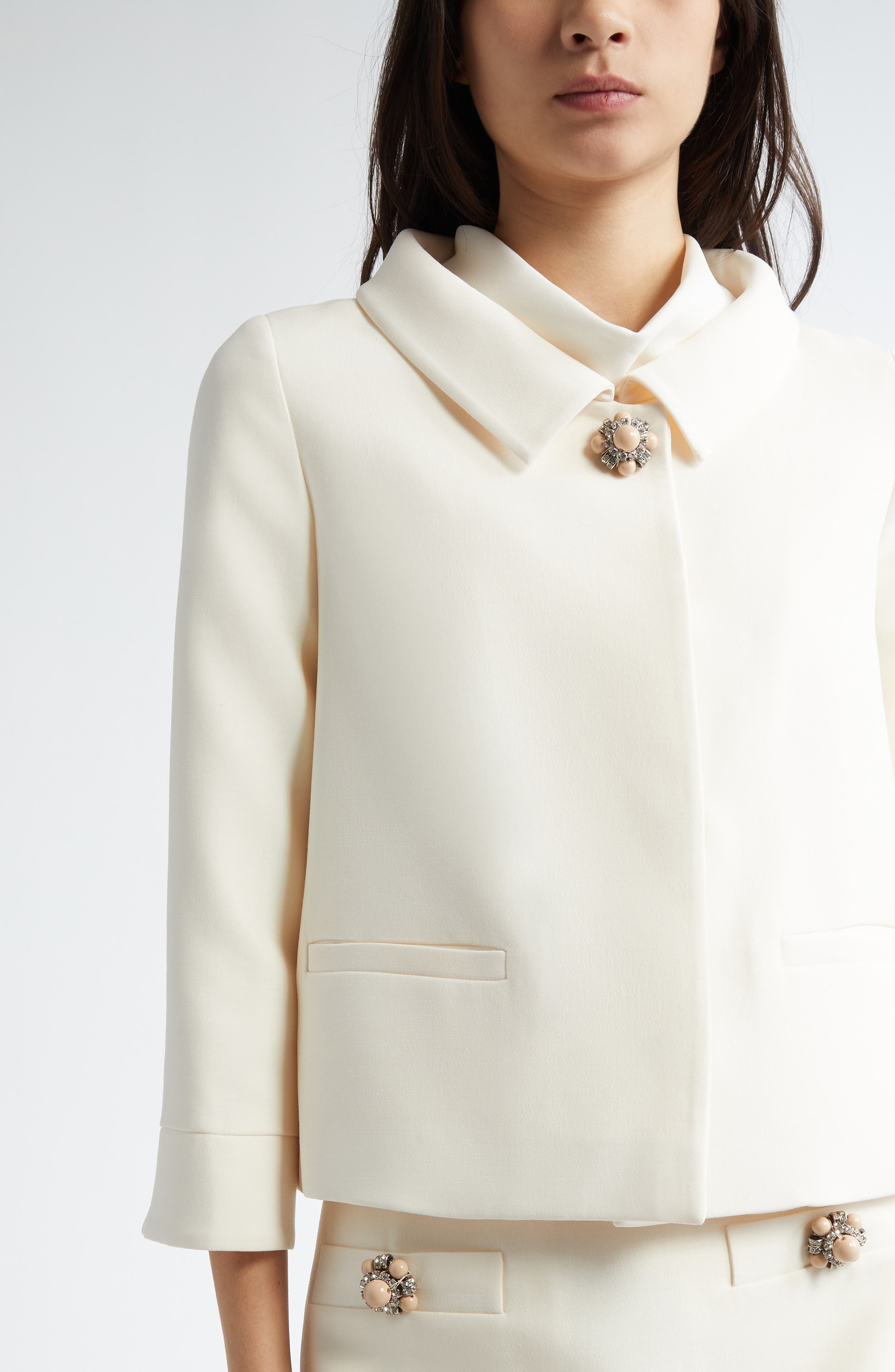 Valentino Garavani Crepe Couture Jacket in Ivory at Nordstrom - 5