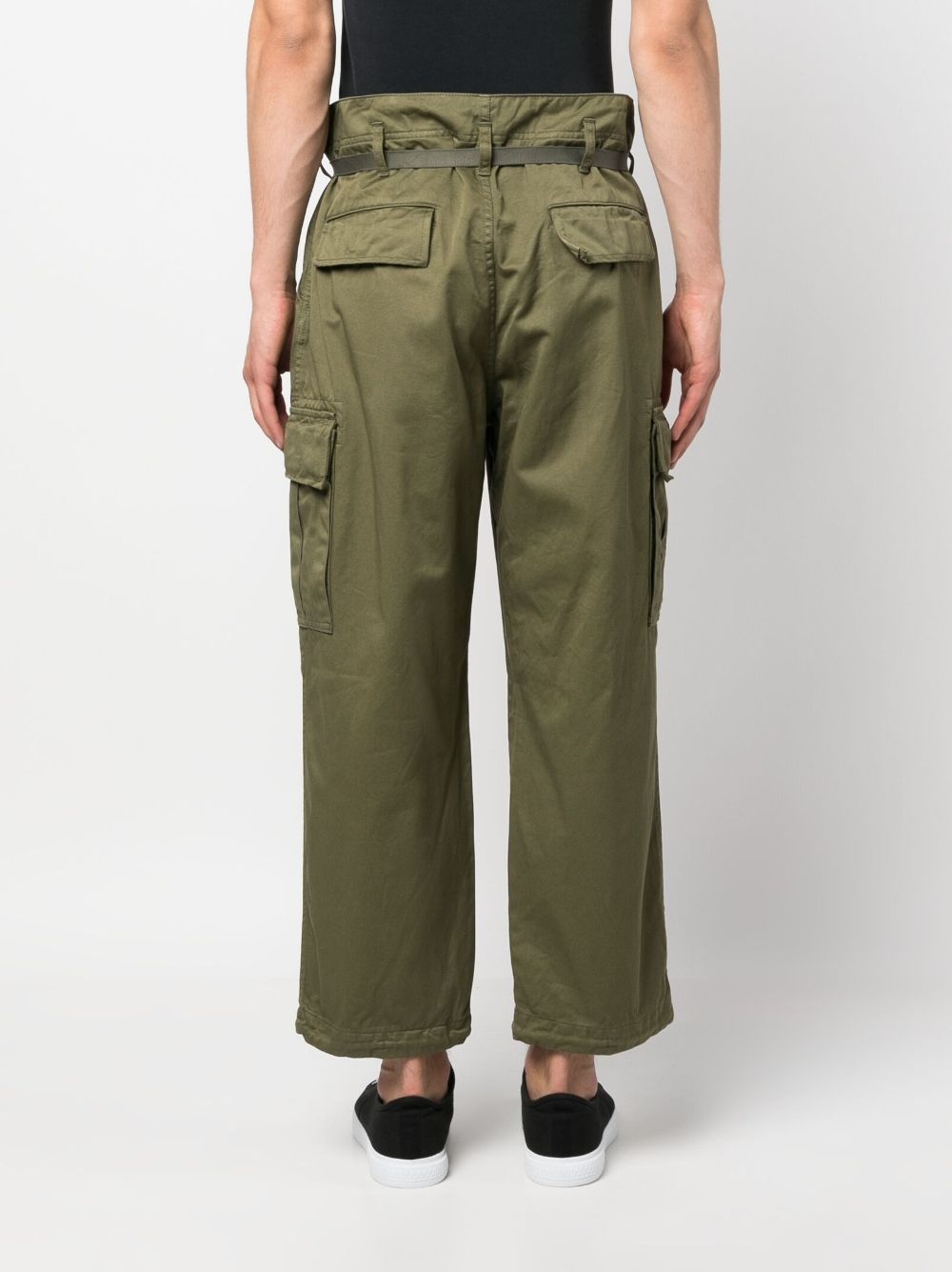 belted tapered-leg cargo trousers - 4