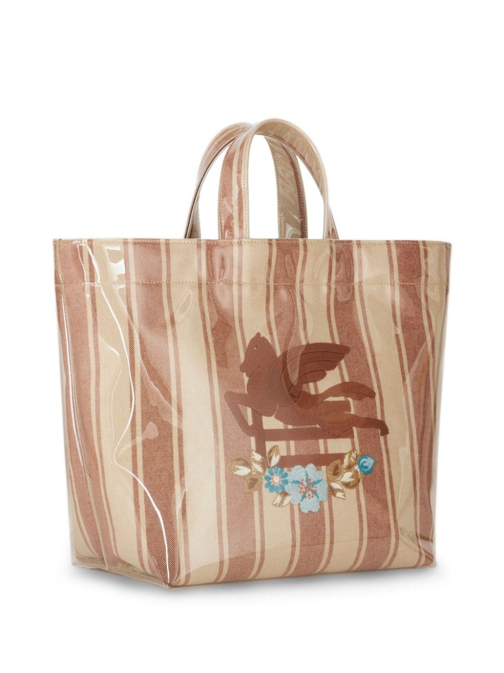 large Pegaso-motif striped-jacquard tote bag - 4