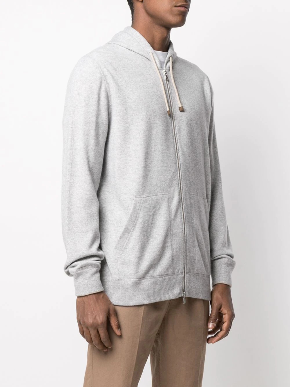 front zip cashmere hoodie - 3