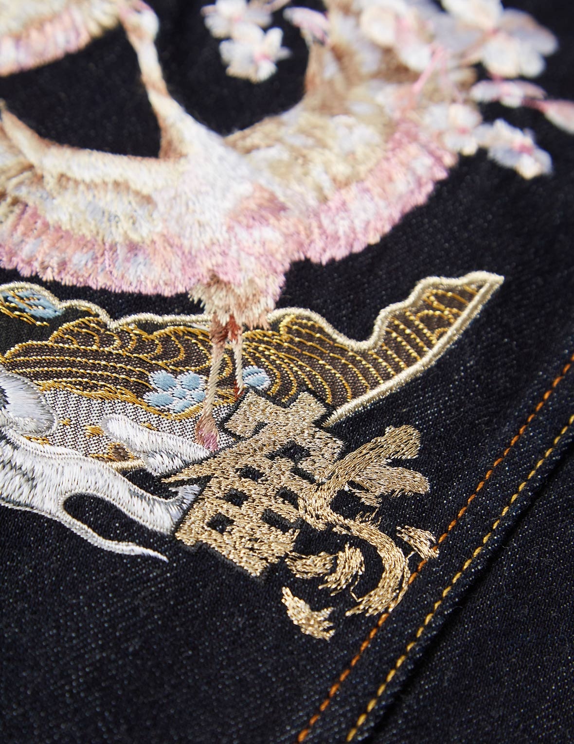 CRANE GRAPHIC EMBROIDERED DENIM JACKET - 9