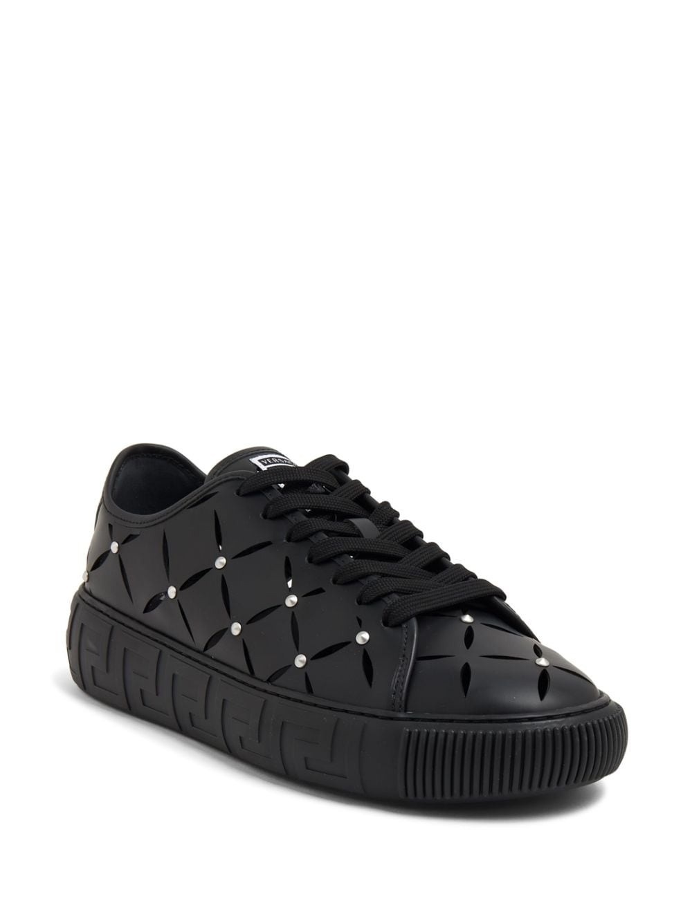 perforated studded sneakers - 2