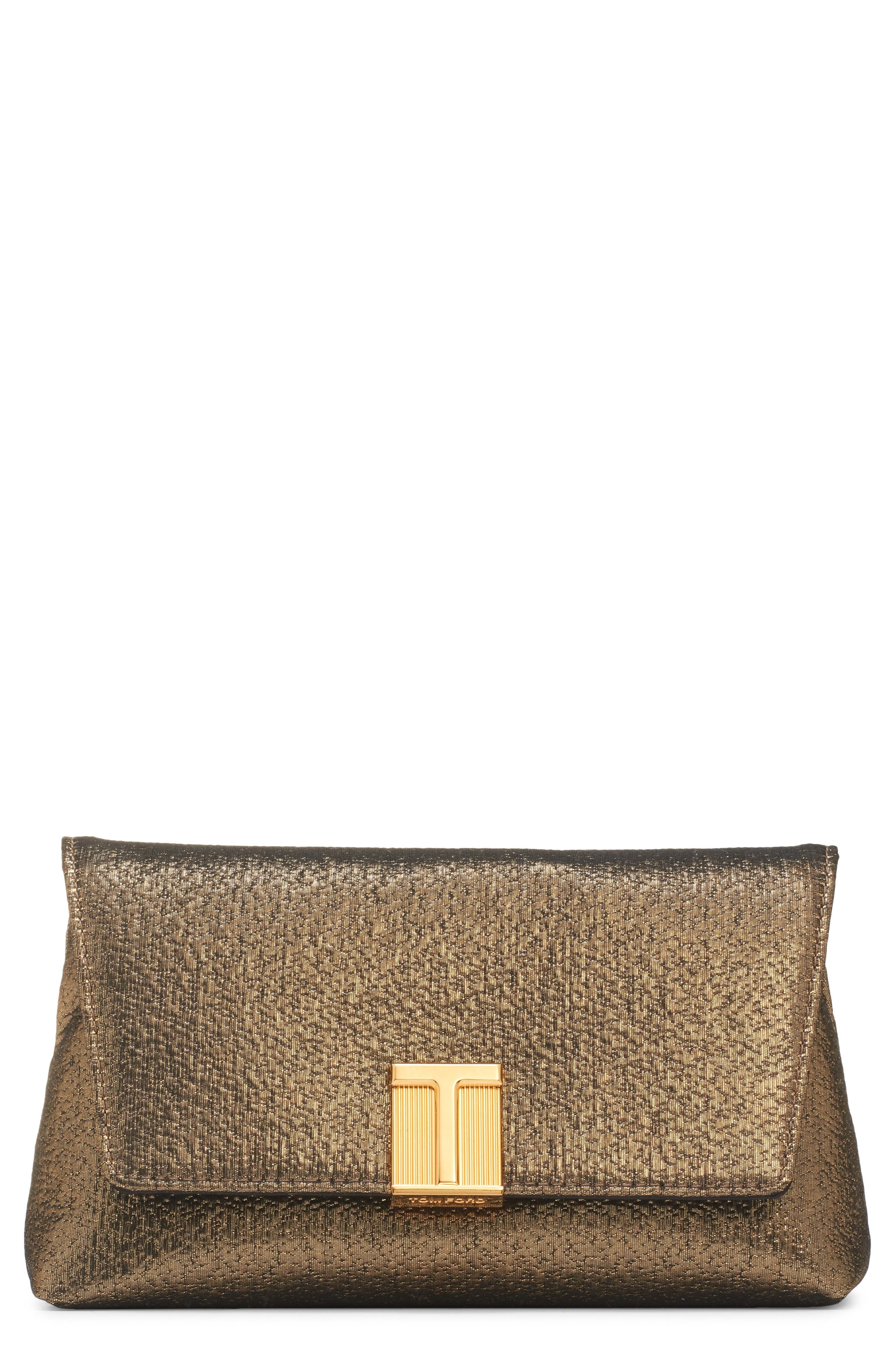 TOM FORD Mini Nobile Hammered Lamé Clutch in 1Y014 Dark Gold at Nordstrom - 1