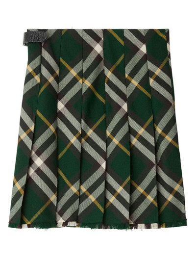 Burberry check-pattern wool skirt outlook