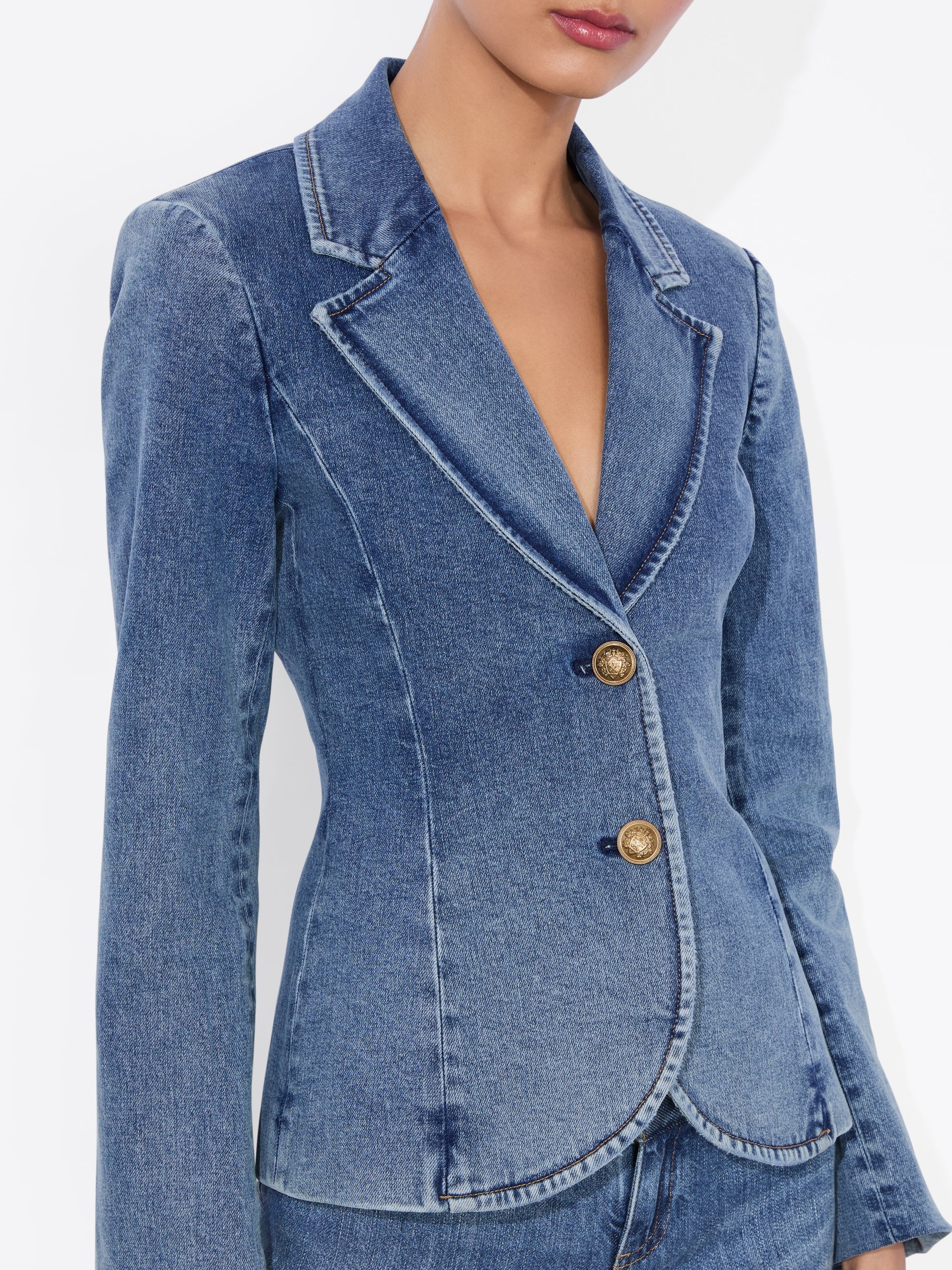 IANA DENIM SCULPTED BLAZER - 5