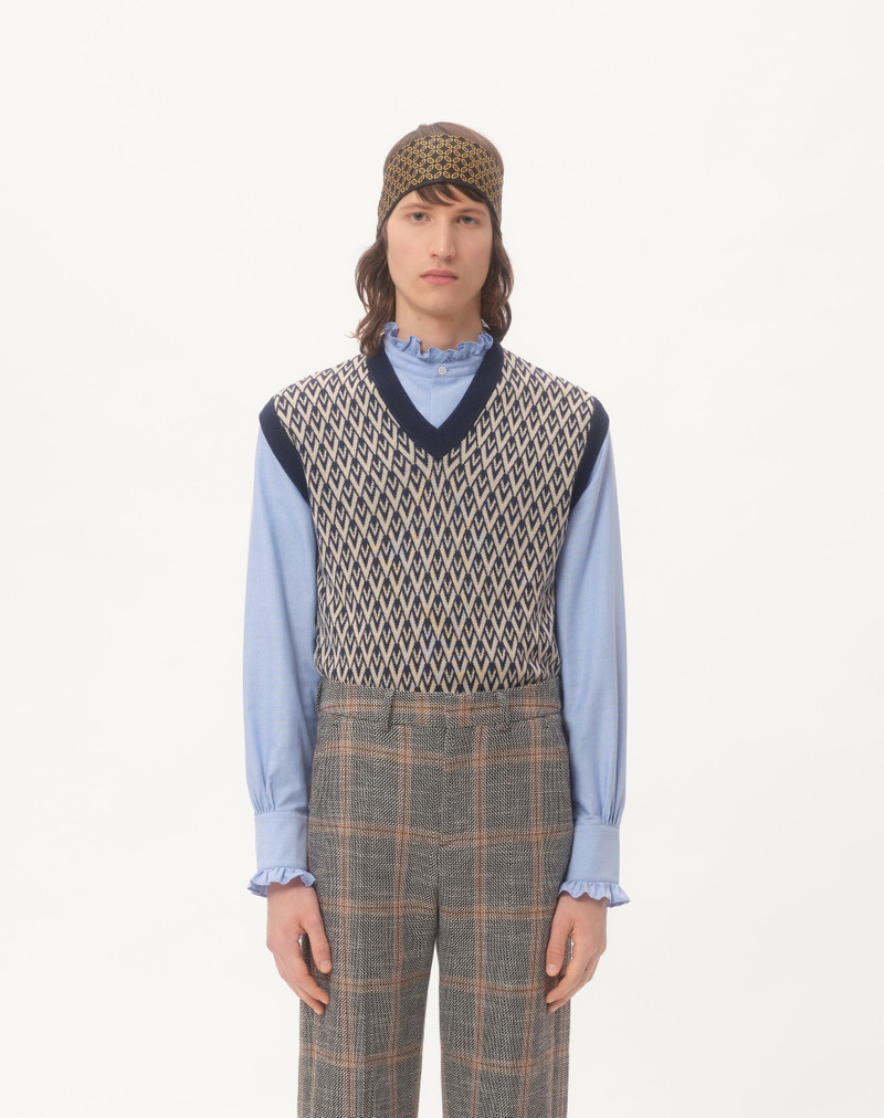 WOOL VEST WITH TOUTE LA V JACQUARD PATTERN 6