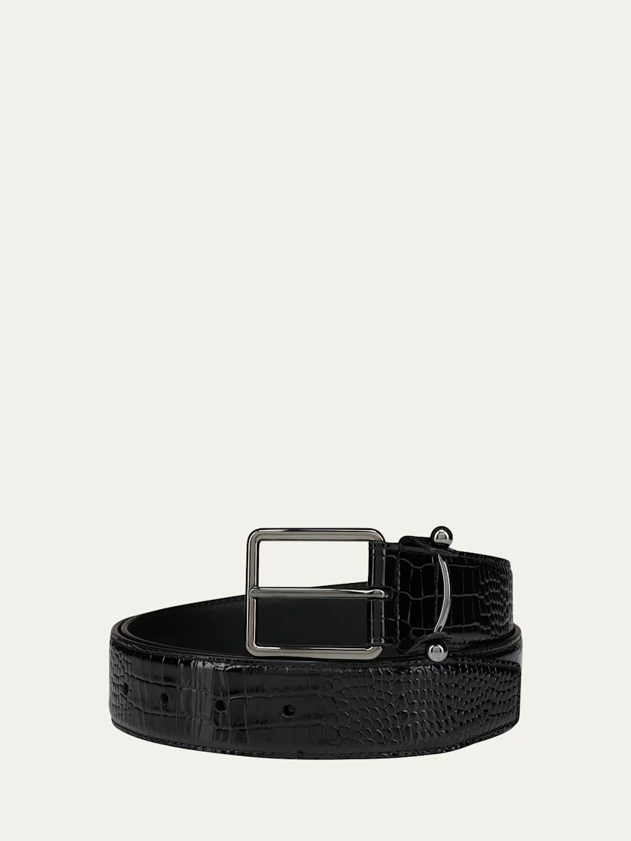 Men's Chambeliss Alligator-Effect Leather Belt - 1