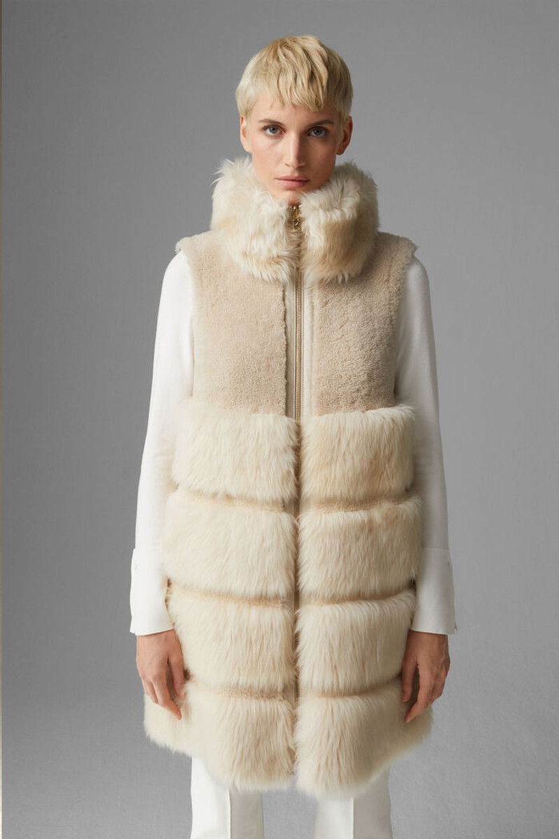 Lima Reversible lambskin waistcoat in Beige 2